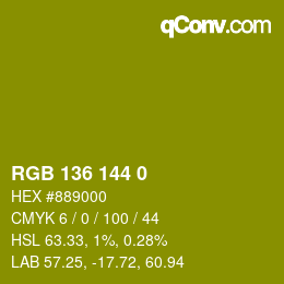 カラーコード: RGB 136 144 0 | qconv.com