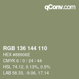 Color code: RGB 136 144 110 | qconv.com