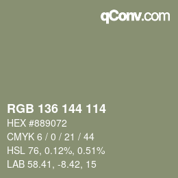 Color code: RGB 136 144 114 | qconv.com