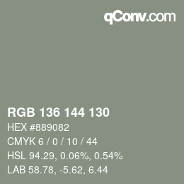 Color code: RGB 136 144 130 | qconv.com