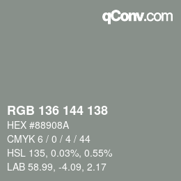Color code: RGB 136 144 138 | qconv.com