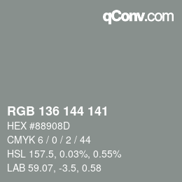 Color code: RGB 136 144 141 | qconv.com