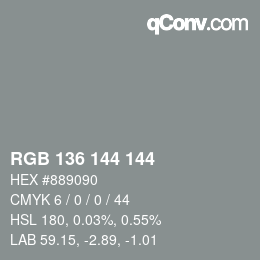 Color code: RGB 136 144 144 | qconv.com