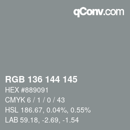 Color code: RGB 136 144 145 | qconv.com