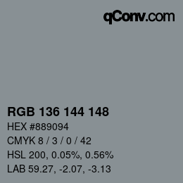 Color code: RGB 136 144 148 | qconv.com