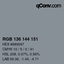 Color code: RGB 136 144 151 | qconv.com