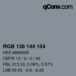Color code: RGB 136 144 154 | qconv.com