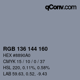 Farbcode: RGB 136 144 160 | qconv.com