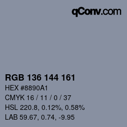 Farbcode: RGB 136 144 161 | qconv.com