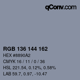 カラーコード: RGB 136 144 162 | qconv.com