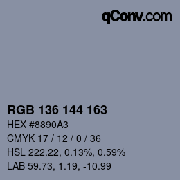 Color code: RGB 136 144 163 | qconv.com