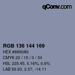 Color code: RGB 136 144 169 | qconv.com