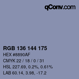Color code: RGB 136 144 175 | qconv.com