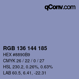 Color code: RGB 136 144 185 | qconv.com