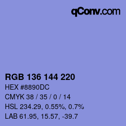 Color code: RGB 136 144 220 | qconv.com