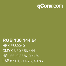 Color code: RGB 136 144 64 | qconv.com
