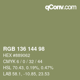 Código de color: RGB 136 144 98 | qconv.com