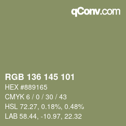 Farbcode: RGB 136 145 101 | qconv.com