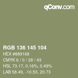 Color code: RGB 136 145 104 | qconv.com