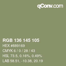 カラーコード: RGB 136 145 105 | qconv.com