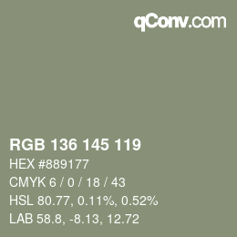 Color code: RGB 136 145 119 | qconv.com