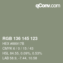 カラーコード: RGB 136 145 123 | qconv.com