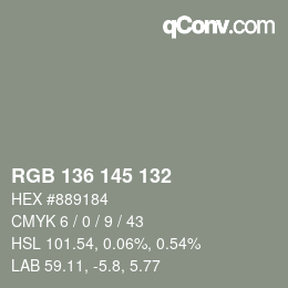 Farbcode: RGB 136 145 132 | qconv.com