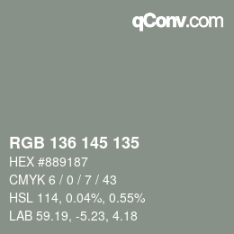 Color code: RGB 136 145 135 | qconv.com