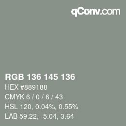 颜色代码: RGB 136 145 136 | qconv.com
