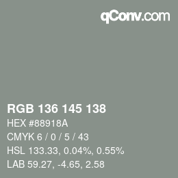 Color code: RGB 136 145 138 | qconv.com
