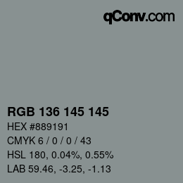 Color code: RGB 136 145 145 | qconv.com