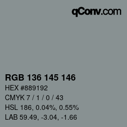 Color code: RGB 136 145 146 | qconv.com