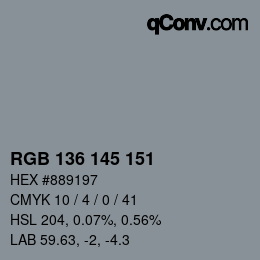 Color code: RGB 136 145 151 | qconv.com
