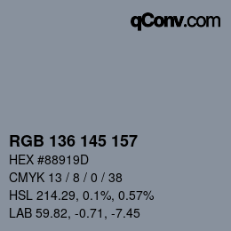 Color code: RGB 136 145 157 | qconv.com
