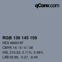 Color code: RGB 136 145 159 | qconv.com