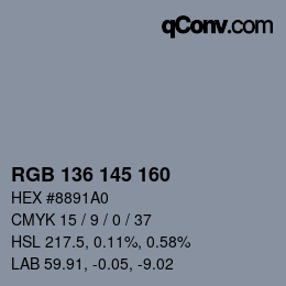 Code couleur: RGB 136 145 160 | qconv.com