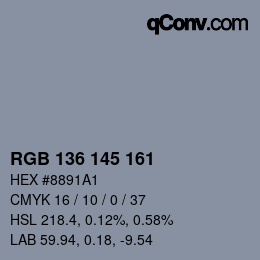 Color code: RGB 136 145 161 | qconv.com