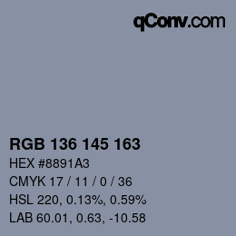 Color code: RGB 136 145 163 | qconv.com