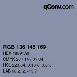 Color code: RGB 136 145 169 | qconv.com