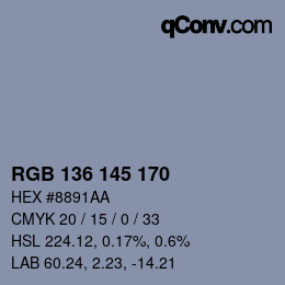 Color code: RGB 136 145 170 | qconv.com