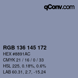 Color code: RGB 136 145 172 | qconv.com