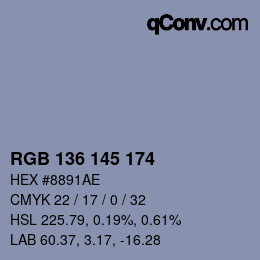 Color code: RGB 136 145 174 | qconv.com