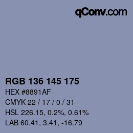 Color code: RGB 136 145 175 | qconv.com