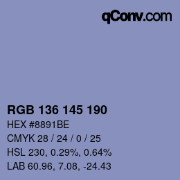 Farbcode: RGB 136 145 190 | qconv.com
