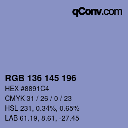 Farbcode: RGB 136 145 196 | qconv.com