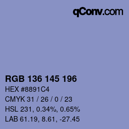 Farbcode: RGB 136 145 196 | qconv.com