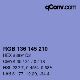 Color code: RGB 136 145 210 | qconv.com