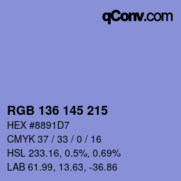 Color code: RGB 136 145 215 | qconv.com