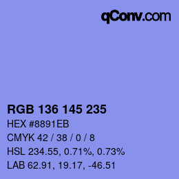 Color code: RGB 136 145 235 | qconv.com