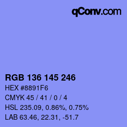 カラーコード: RGB 136 145 246 | qconv.com